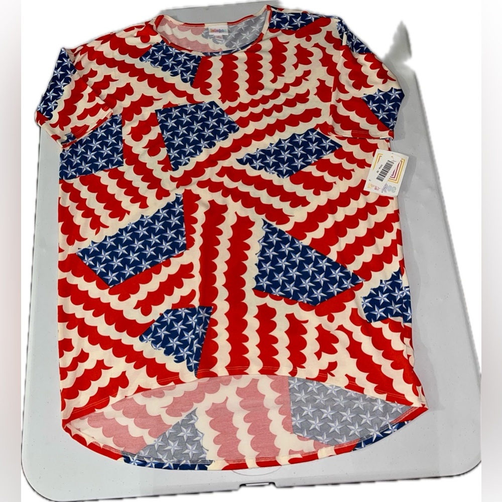 NWT Lularoe Irma Patriotic Shirt